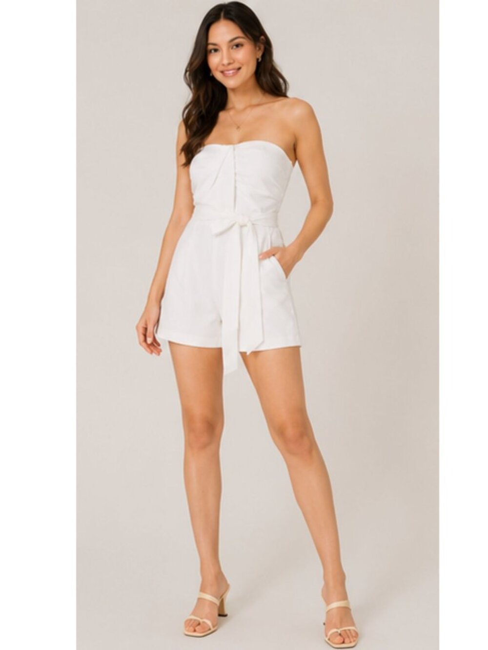 Great Jones White Strapless Romper Tie Waist XS - Picture 7 of 7